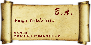 Bunya Antónia névjegykártya